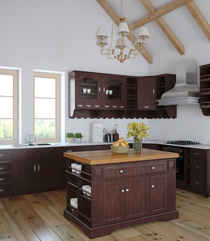 222 Fifth Furniture Greenwich Kitchen Island with Butcher Block Top